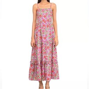 NWT Banjanan “hazel” dress size small, in “floral bonbon” print. fully lined.